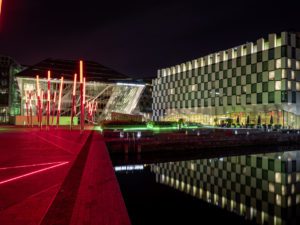 Nightime at Grand Canal Square, Dublin