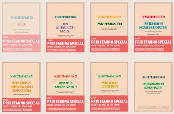 La couvertures des livres d'Edna O'Brien publiés en français aux Editions Sabine Wespieser