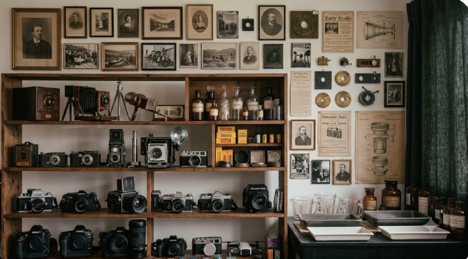 UN studio de photographe imaginaire demandé et aménagé avec IA.